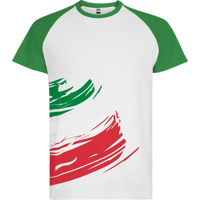 T-shirt Unisex Effetto Cotone con Stampa Bandiere e Maniche a Contrasto 2